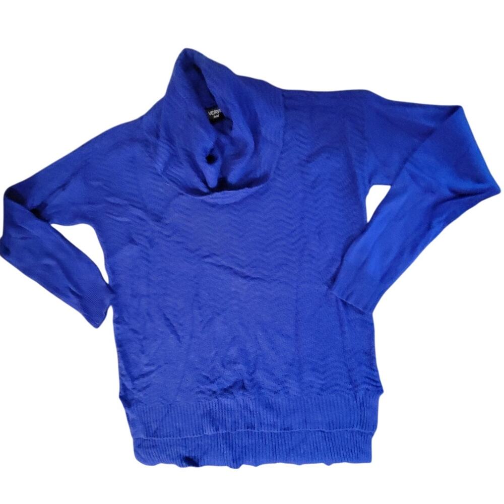 Verve ami medium blue long sleeve cowl neck sweater